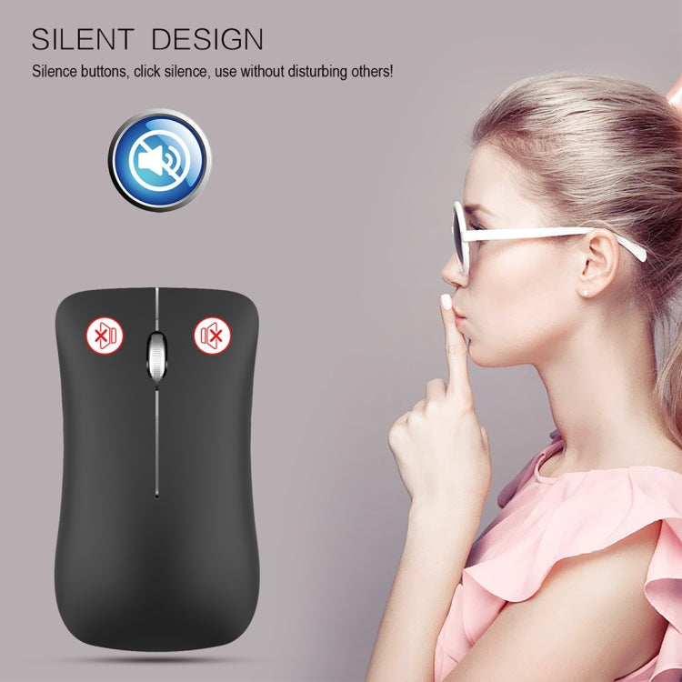 HXSJ T23 Bluetooth 5.0 + Bluetooth 3.0 + 2.4GHz Wireless Three Modes 4-Keys 1600 DPI Adjustable Ergonomics Optical Mouse, T23 Black