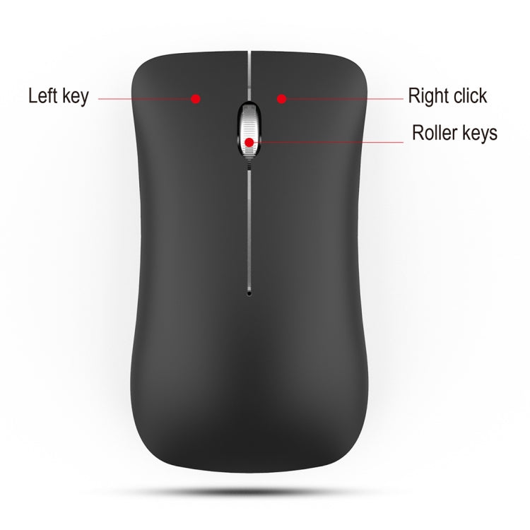 HXSJ T23 Bluetooth 5.0 + Bluetooth 3.0 + 2.4GHz Wireless Three Modes 4-Keys 1600 DPI Adjustable Ergonomics Optical Mouse, T23 Black