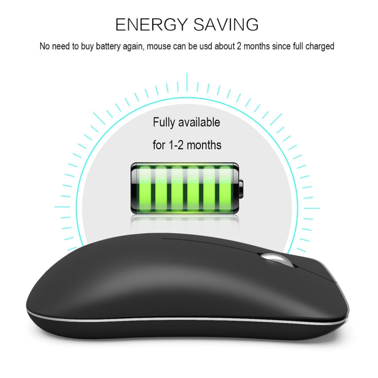 HXSJ T23 Bluetooth 5.0 + Bluetooth 3.0 + 2.4GHz Wireless Three Modes 4-Keys 1600 DPI Adjustable Ergonomics Optical Mouse, T23 Black