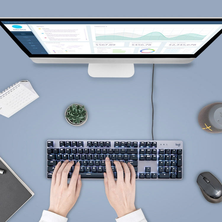 Logitech K845 CHERRY Blue Axis Backlit Mechanical Wired Keyboard, Cable Length: 1.8m, CHERRY Blue Axis