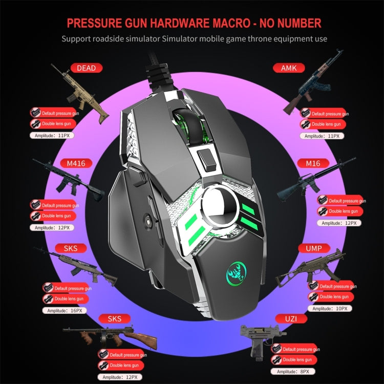 HXSJ J200 7 Keys Programmable Wired E-sports Mechanical Mouse with Light