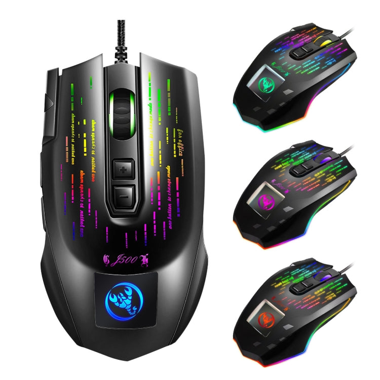 HXSJ J500 7 Keys RGB Programmable Display Screen Gaming Wired Mouse, J500