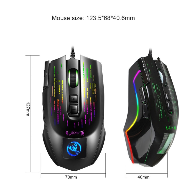 HXSJ J500 7 Keys RGB Programmable Display Screen Gaming Wired Mouse, J500