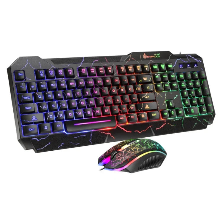 مجموعة لوحة مفاتيح وفأرة ألعاب سلكية SHIPADOO D620 بإضاءة RGB خلفية مكسورة اللون مع 104 مفتاح للحاسوب المحمول والكمبيوتر
