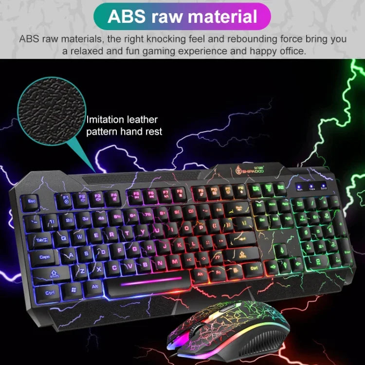 مجموعة لوحة مفاتيح وفأرة ألعاب سلكية SHIPADOO D620 بإضاءة RGB خلفية مكسورة اللون مع 104 مفتاح للحاسوب المحمول والكمبيوتر