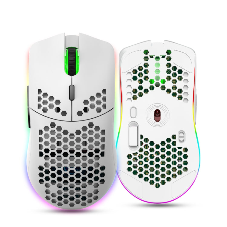 HXSJ T66 7 Keys Colorful Lighting Programmable Gaming Wireless Mouse, T66(White)