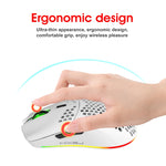 HXSJ T66 7 Keys Colorful Lighting Programmable Gaming Wireless Mouse, T66(White)
