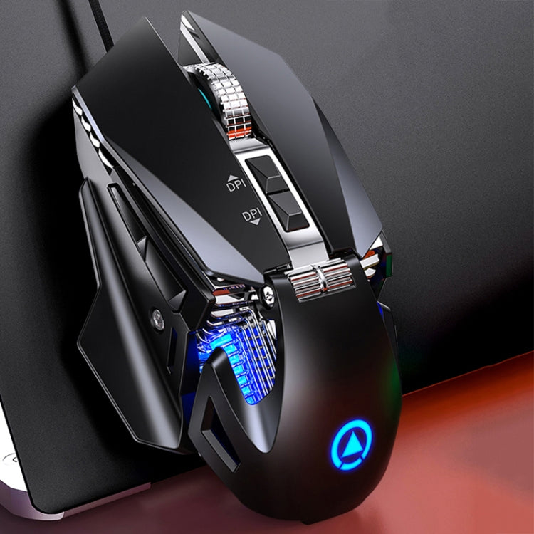 YINDIAO G10 7200DPI 7-modes Adjustable 7-keys RGB Light Wired Metal Mechanical Hard Core Macro Mouse, Style: Audio Version