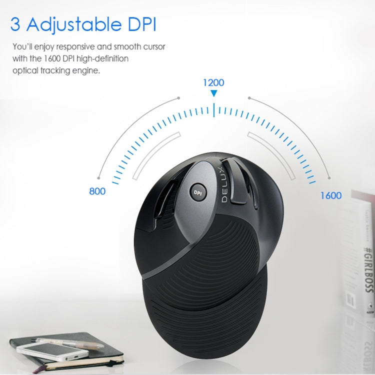 DELUX M618GX Wireless Ergonomic Vertical Mouse 1600DPI Optical Mouse, M618GX