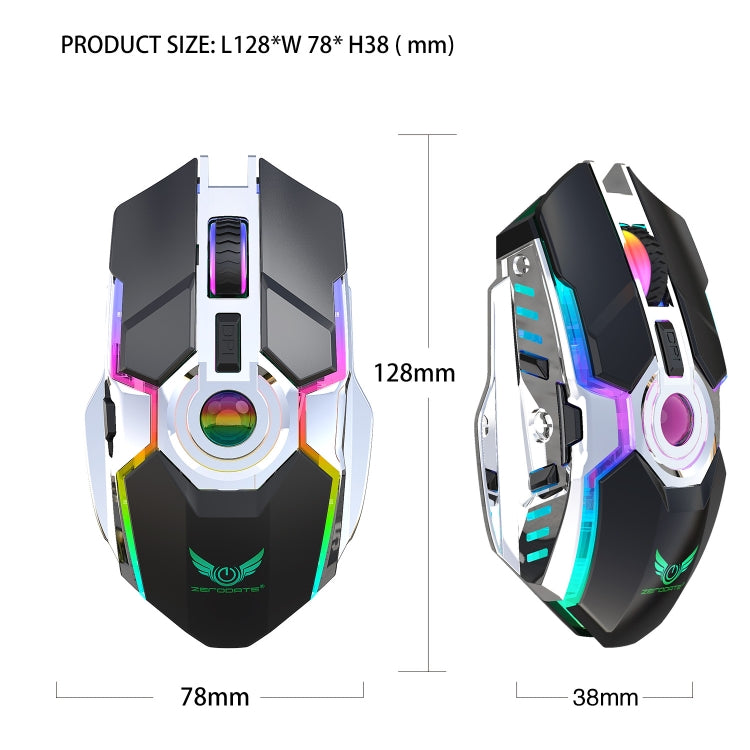 ZERODATE T30 2.4GHz 2400DPI Three-speed Adjustable RGB Backlight Wireless Optical Mouse, T30 White