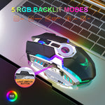 ZERODATE T30 2.4GHz 2400DPI Three-speed Adjustable RGB Backlight Wireless Optical Mouse, T30 White