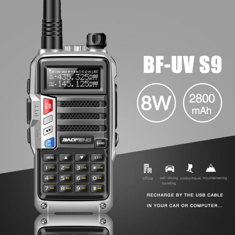 Baofeng BF-UV5R Plus S9 FM Interphone Handheld Walkie Talkie, US Plug, Red, US Plug, Silver, US Plug, Black, US Plug