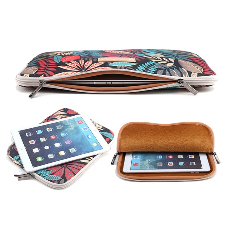 حافظة كم من Lisen بحجم 10 بوصات بنمط أوراق ملونة بسحاب، حقيبة حمل لجهاز iPad Air 2، iPad Air، iPad 4، iPad الجديد، Galaxy Tab A 10.1، Lenovo Yoga 10.1 بوصة، Microsoft Surface Pro 10.6، لأجهزة اللابتوب / التابلت بحجم 10 بوصات وأصغر، 10 بوصة