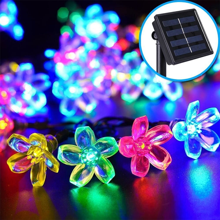 Peach Blossom Shape 50 LEDs Outdoor Garden Waterproof Christmas Spring Festival Decoration Solar Lamp String