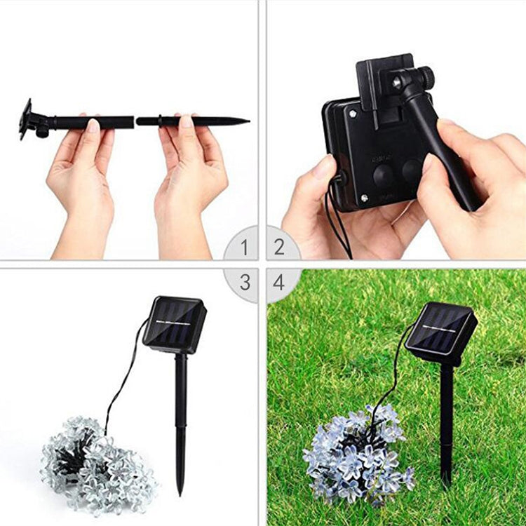 Peach Blossom Shape 50 LEDs Outdoor Garden Waterproof Christmas Spring Festival Decoration Solar Lamp String