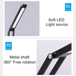 مصباح مكتب LED بقدرة 3 واط قابل للطي مع شحن USB وحماية للعين