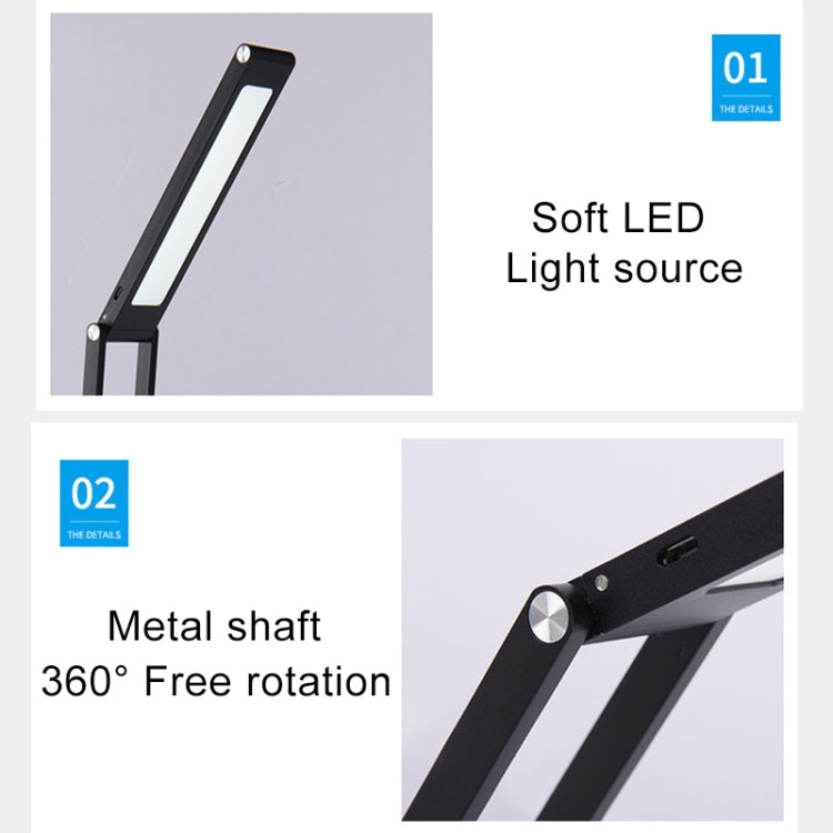 مصباح مكتب LED بقدرة 3 واط قابل للطي مع شحن USB وحماية للعين