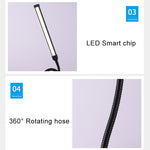 مصباح مكتب LED بقوة 8 واط قابل للطي وقابل للتعديل لحماية العين، نسخة قابلة للتوصيل عبر USB (أبيض)، نسخة قابلة للتوصيل عبر USB (أسود)