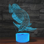 Fish Shape 3D Colorful LED Vision Light Table Lamp, USB Touch Version, USB Touch Version