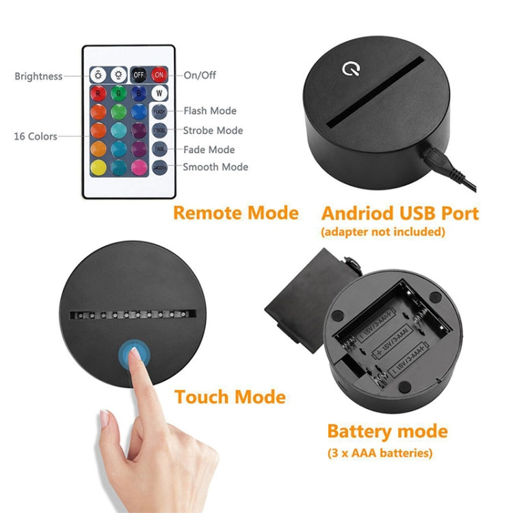 Fish Shape 3D Colorful LED Vision Light Table Lamp, USB Touch Version, USB Touch Version