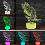 Fish Shape 3D Colorful LED Vision Light Table Lamp, Crack Touch Version, Crack Touch Version