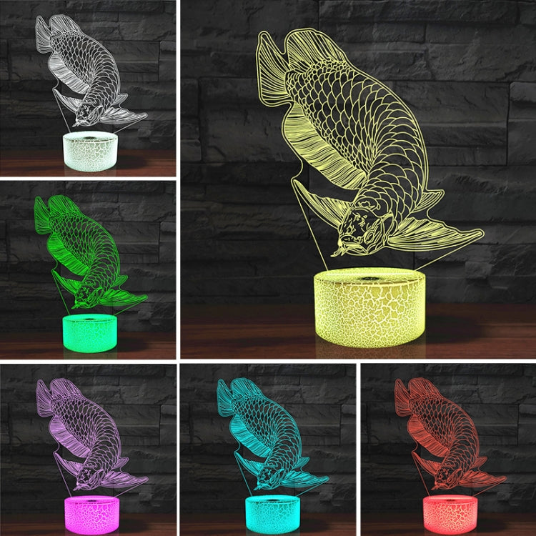 Fish Shape 3D Colorful LED Vision Light Table Lamp, Crack Touch Version, Crack Touch Version