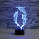 Three Dolphins Shape 3D Colorful LED Vision Light Table Lamp, USB & Battery Version, USB & Battery Version