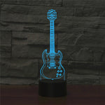 Five-string Guitar Shape 3D Colorful LED Vision Light Table Lamp, USB Touch Version, USB Touch Version