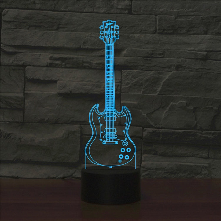 Five-string Guitar Shape 3D Colorful LED Vision Light Table Lamp, Charging Touch Version, Charging Touch Version