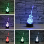 Guitar Shape 3D Colorful LED Vision Light Table Lamp, Charging Touch Version, Charging Touch Version