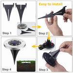 2 PCS 10 LEDs Solar Powered Buried Light Under Ground Lamp IP65 Waterproof Outdoor Garden Street Light, 10 LEDs