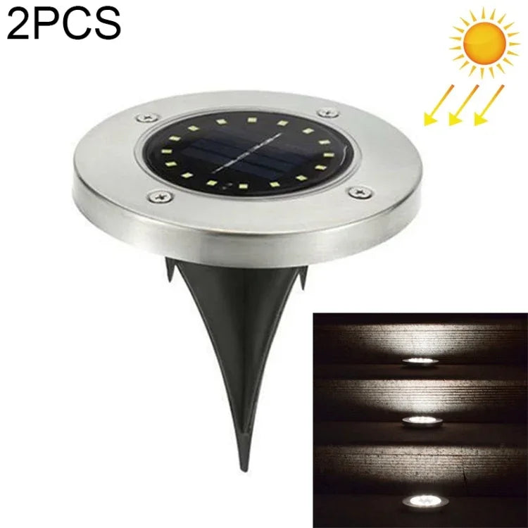 2 PCS 16 LEDs Solar Powered Buried Light Under Ground Lamp IP65 Waterproof Outdoor Garden Street Light, 16 LEDs