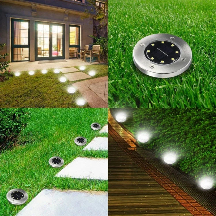 2 PCS 16 LEDs Solar Powered Buried Light Under Ground Lamp IP65 Waterproof Outdoor Garden Street Light, 16 LEDs