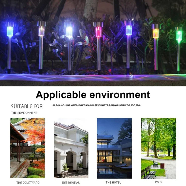 10 PCS Solar Energy Outdoor Lawn Lamp Stainless Steel IP65 Waterproof LED Decorative Garden Light