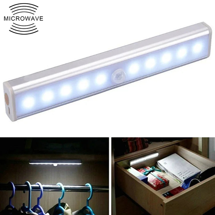 1.8W 10 LEDs White Light Wide Screen Intelligent Human Body Sensor Light LED Corridor Cabinet Light, Battery Version, 1.8W 10 LEDs White (Battery Version)