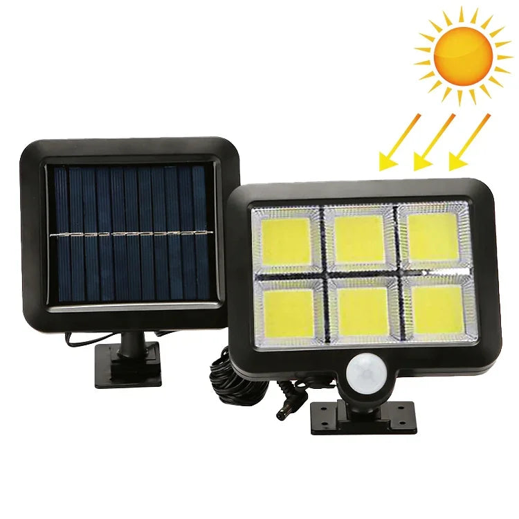 Solar Wall Light Six Grid Separate Human Body Induction Garden Light Waterproof Outdoor Lighting Street Light, 120 COB