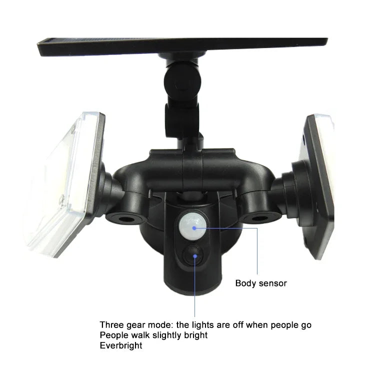 56 LEDs Home Lighting Integrated Courtyard Waterproof Double Heads Rotatable Solar Wall Light Street Light, 56 LEDs