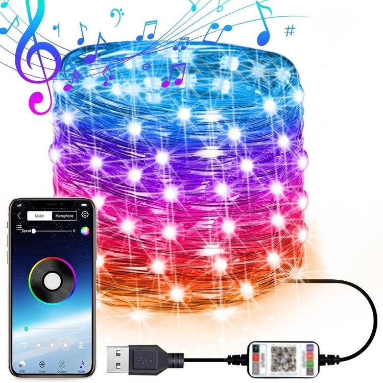 Christmas Decoration RGB Copper Wire String Light Bluetooth Mobile APP Control, Length: 10m 100 LEDs, 10m 100 LEDs