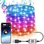 Christmas Decoration RGB Copper Wire String Light Bluetooth Mobile APP Control, Length: 10m 100 LEDs, 10m 100 LEDs