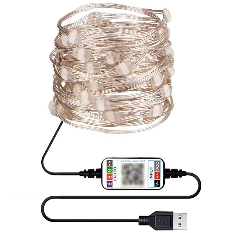 Christmas Decoration RGB Copper Wire String Light Bluetooth Mobile APP Control, Length: 10m 100 LEDs, 10m 100 LEDs