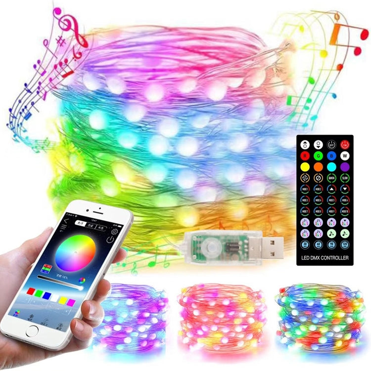 Christmas Decoration USB Copper Wire String Light Remote Controller & Bluetooth Mobile APP Control, Length: 20m 200 LEDs, Remote Controller & APP Control, Length: 20m 200 LEDs
