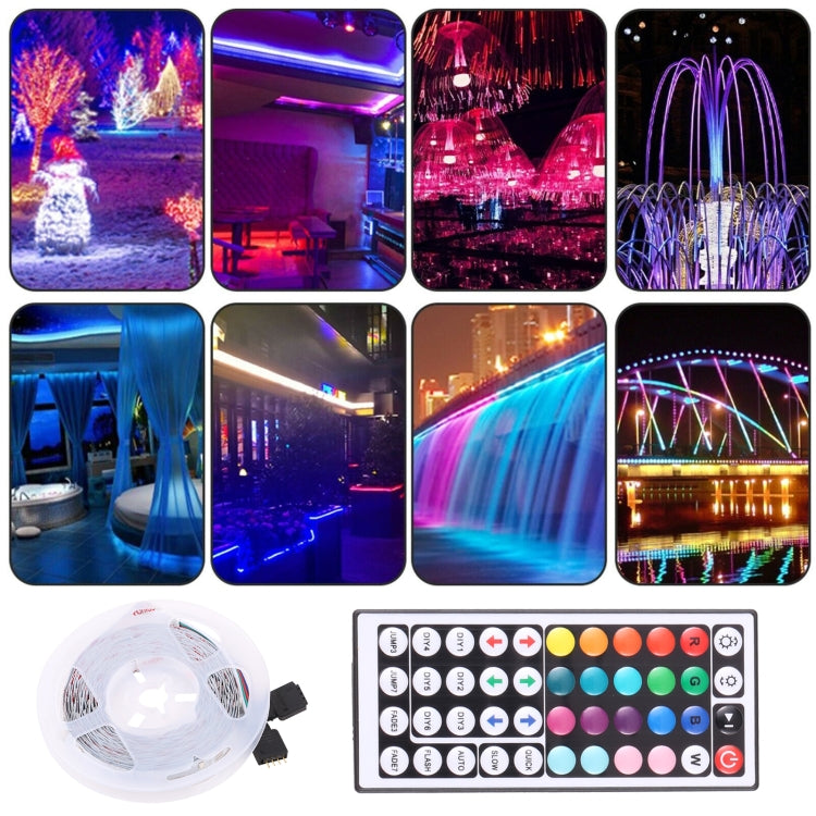Bare Board 2835 SMD RGB LED Rope Light, 60 LED/m, Length: 5m, 12V 2A 100-240V, with 44-key Remote Control, 2835 SMD RGB LED, 5m, with 44-key Remote Control
