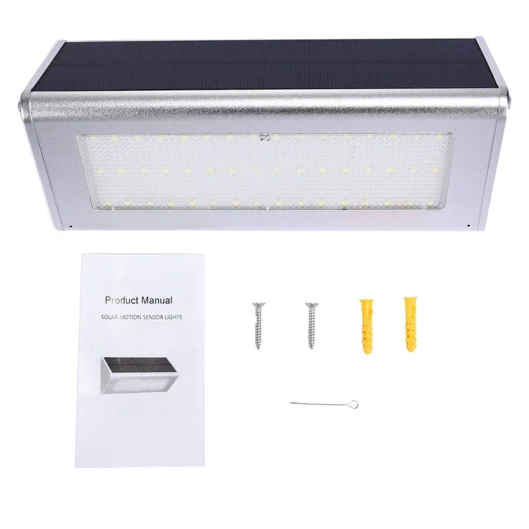 800 LM 48 LEDs SMD 2835 Sensor Triangle Energy Saving Wall Light with Solar Panel and Hidden Switch for Garden / Courtyard / Outdoor Camping(Silver)