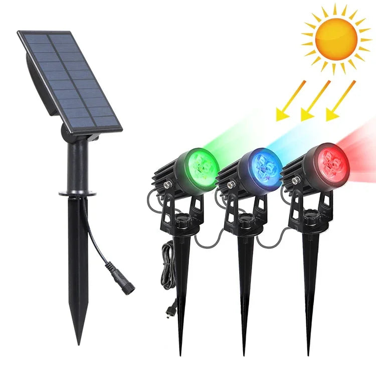 3W One for Three Solar Spotlight Outdoor IP65 Waterproof Light Control Induction Lawn Lamp, Luminous Flux: 300-400lm (RGB Cyclic Fixation), One for Three