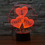 7-color Discoloration Creative Visual Stereo Lamp Desk Lamp Novelty Gift, I LOVE YOU Pattern