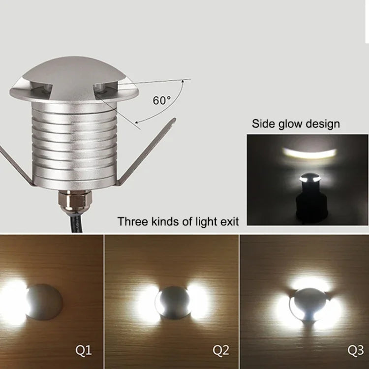 3W LED Embedded Polarized Buried Lamp IP67 Waterproof Turtle Shell Lamp Outdoor Garden Lawn Lamp, Warm Light 3000K Q2 Two-way Light, Warm Light 3000K Q2