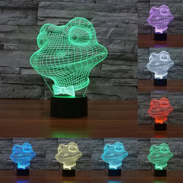 7 Color Discoloration Creative Visual Stereo Lamp Desk Lamp Night Light, Frog Style