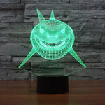 7 Color Discoloration Creative Visual Stereo Lamp Desk Lamp Night Light, Positive Face Shark Style