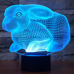 7 Colour Discoloration Creative Visual Stereo Lamp Desk Lamp Night Light, Rabbit Shape