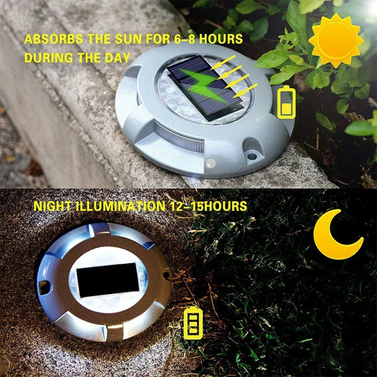 4 PCS LED Solar Powered Embedded Ground Lamp IP68 Waterproof Outdoor Garden Lawn Lamp